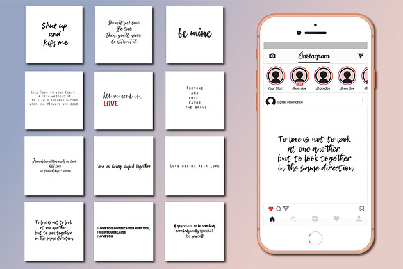Romantic Quotes for instagram  in Instagram Templates - product preview 1