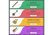 Musical instruments web banner templates set