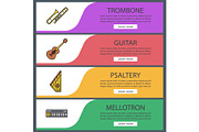 Musical instruments web banner templates set
