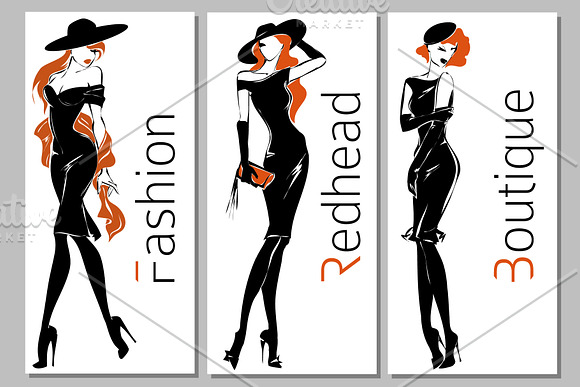 Redhead Fashion Silhouettes in Illustrations - product preview 2