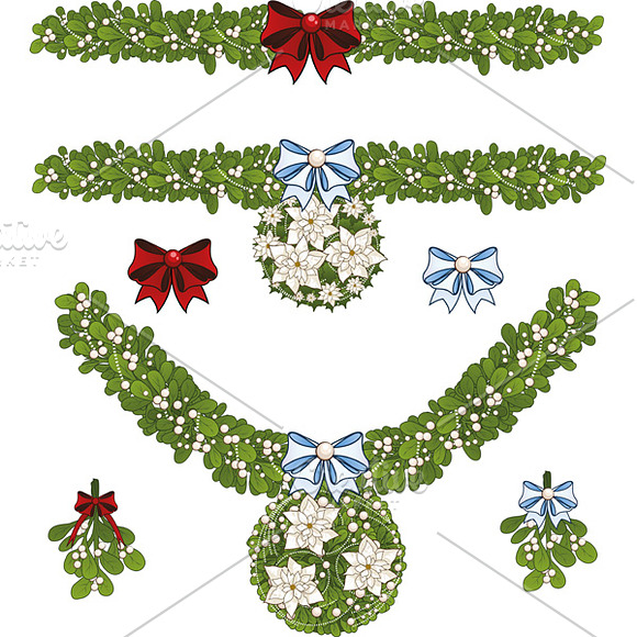 Mistletoe decorative elements in Objects - product preview 1