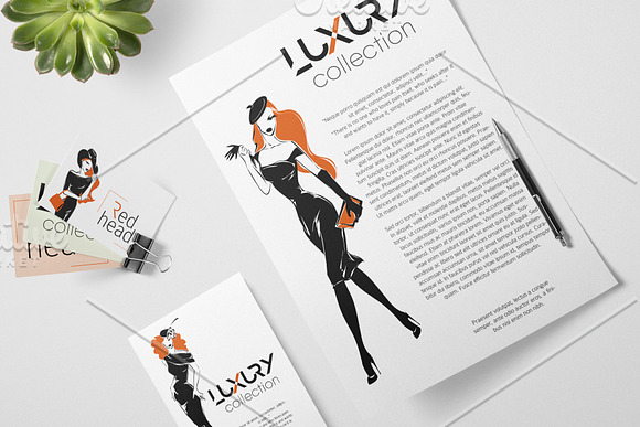 Redhead Fashion Silhouettes in Illustrations - product preview 5