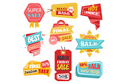 Discount tags or labels, stickers with price