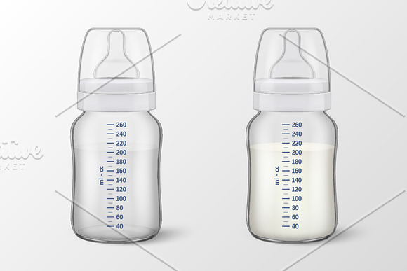 Baby milk bottle set.  in Illustrations - product preview 1