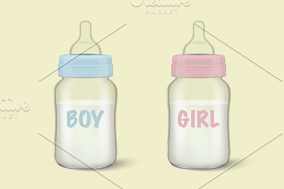 Baby milk bottle set.  in Illustrations - product preview 2