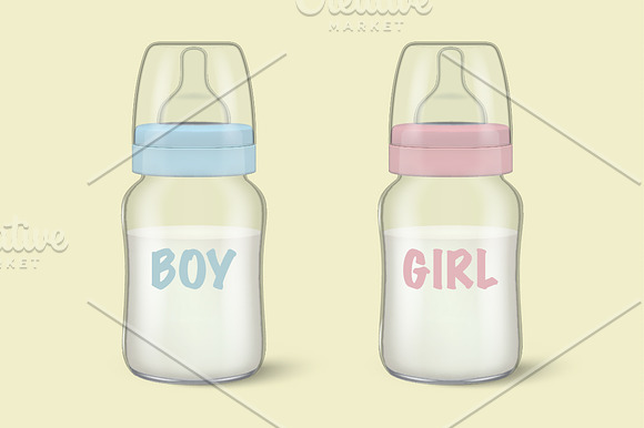Baby milk bottle set.  in Illustrations - product preview 3