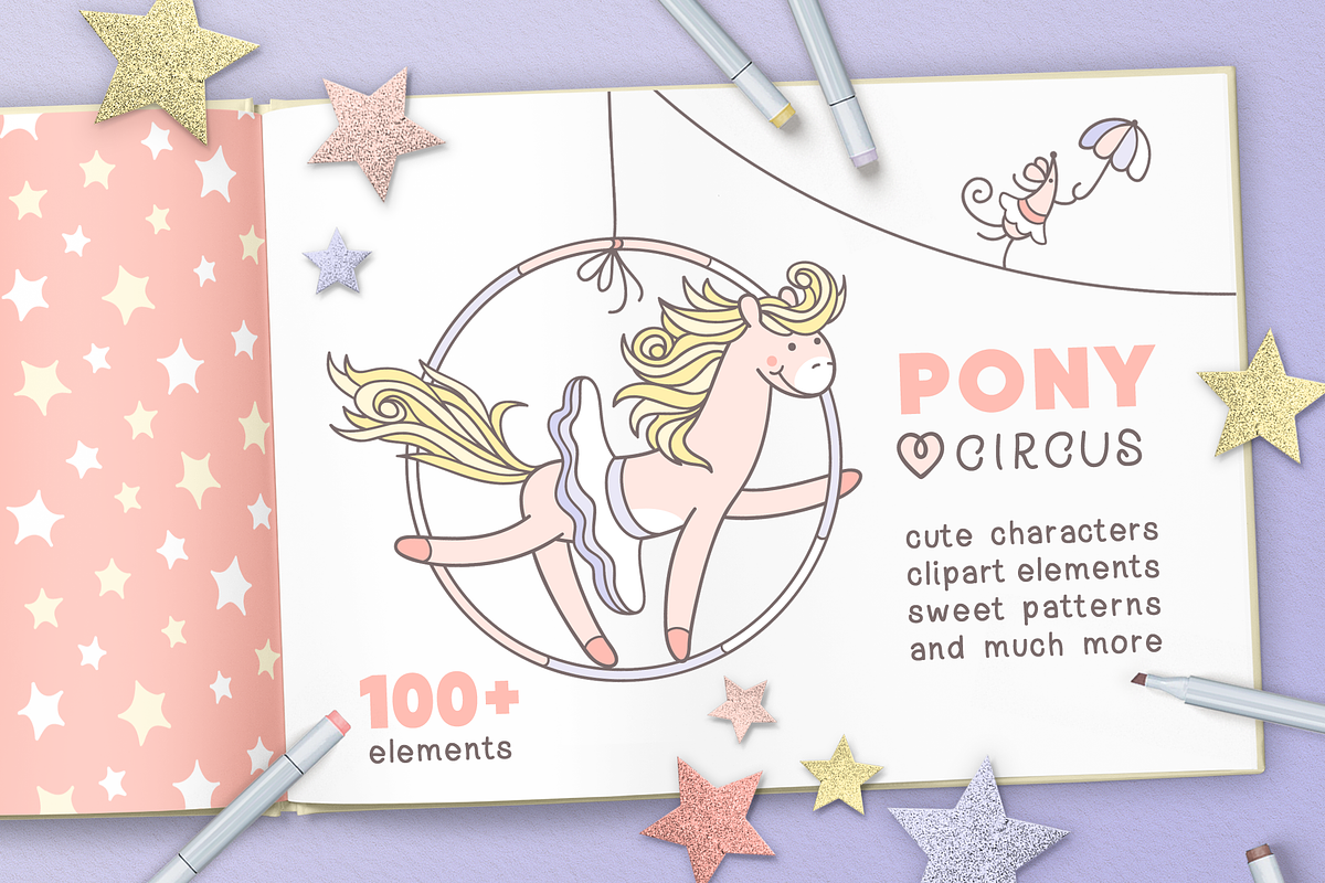 PONY LOVES CIRCUS | DESIGN SET in Illustrations - product preview 8