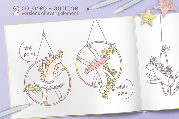 PONY LOVES CIRCUS | DESIGN SET in Illustrations - product preview 2