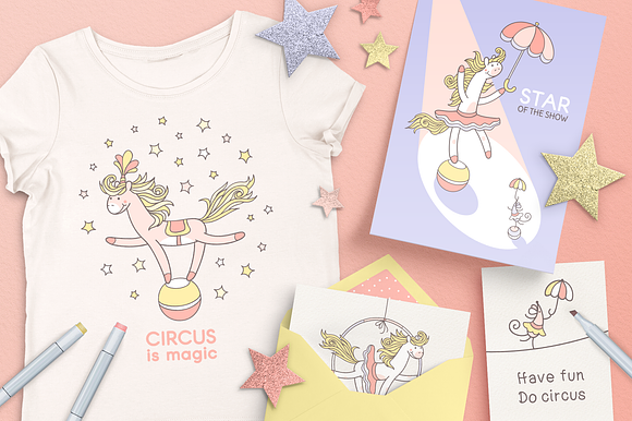 PONY LOVES CIRCUS | DESIGN SET in Illustrations - product preview 5