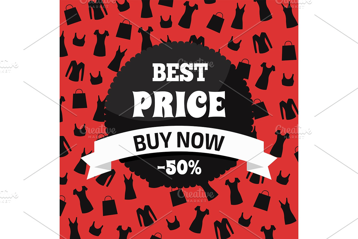 Best Price Buy Now, Red and Black Promotion Card in Illustrations - product preview 8