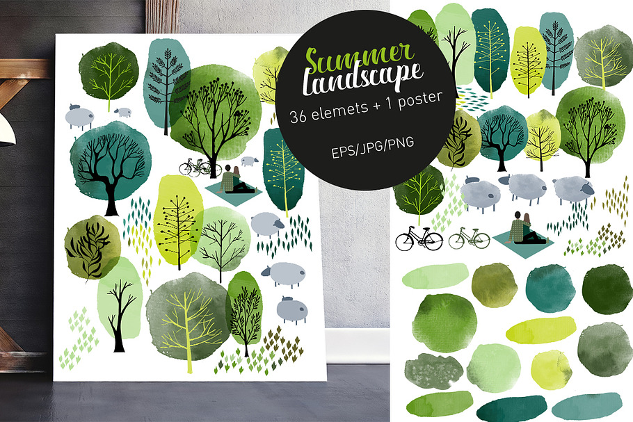 Summer landscape poster