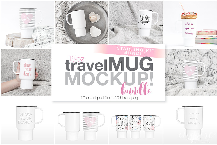 15oz Plastic Travel Mug Mockup Bundl