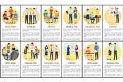 Office Work and Teamwork Set Vector Illustration