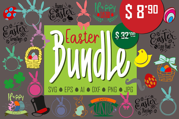 Easter Svg Bundle Svg monogram in Illustrations - product preview 6
