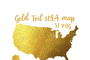 Gold Foil USA Maps Clipart