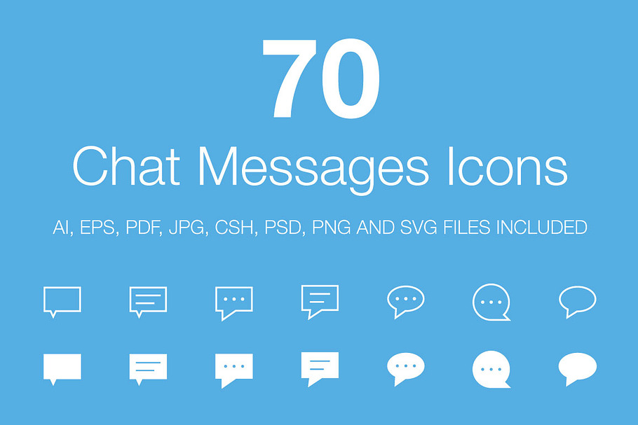 70 Chat Messages Icons in Icons - product preview 8
