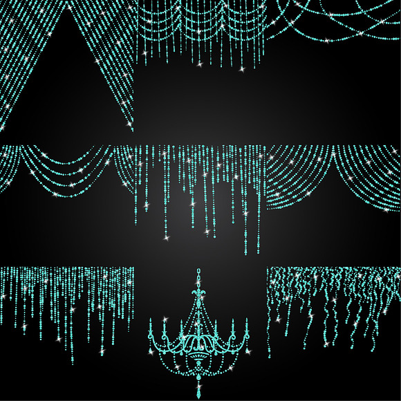 Glitter Turquoise String Lights  in Illustrations - product preview 1