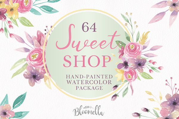 Sweet Floral Watercolor Pink Clipart