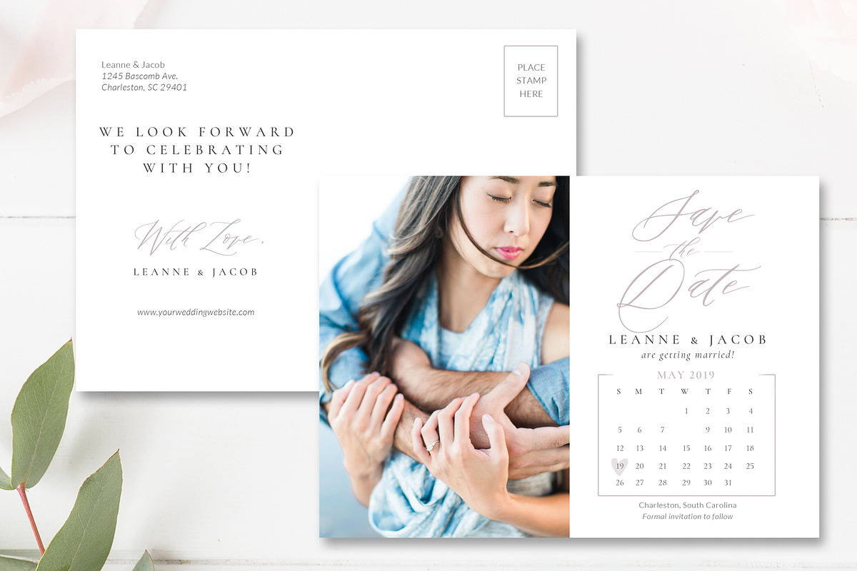 Calendar Save the Date Postcard in Wedding Templates - product preview 8