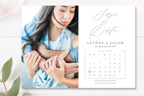 Calendar Save the Date Postcard in Wedding Templates - product preview 1