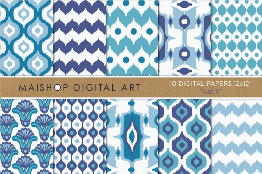 Digital Paper - Ikat II in Patterns - product preview 8