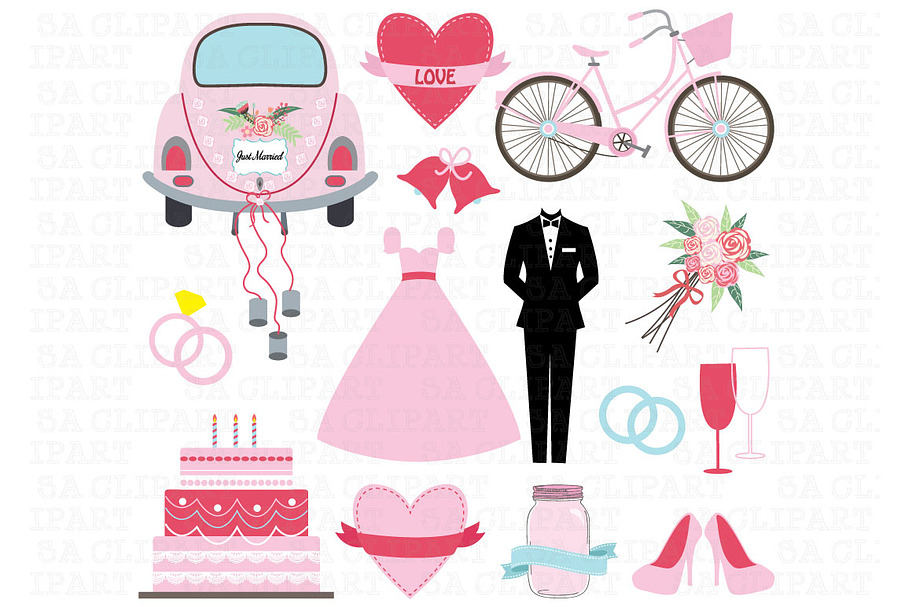 Wedding Doodle ClipArt in Illustrations - product preview 8