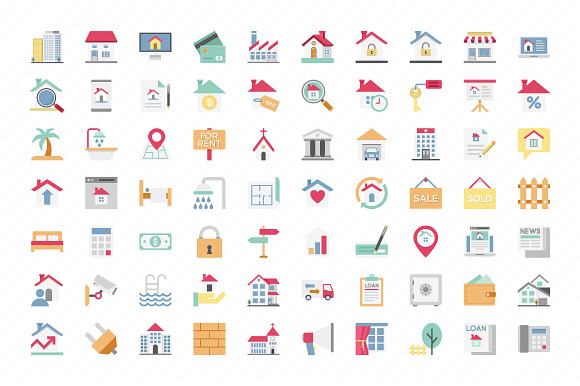 100 Real Estate Color Vector Icons in Graphics - product preview 1