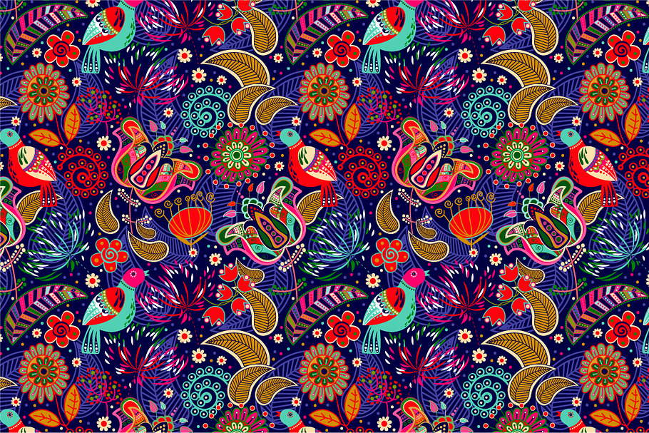 2 Seamless patterns with birds