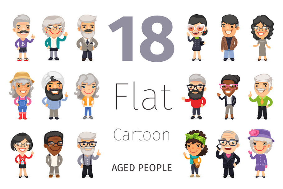 Casually Dressed Aged People in Illustrations - product preview 8
