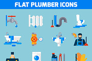 Plumbing service flat icons set