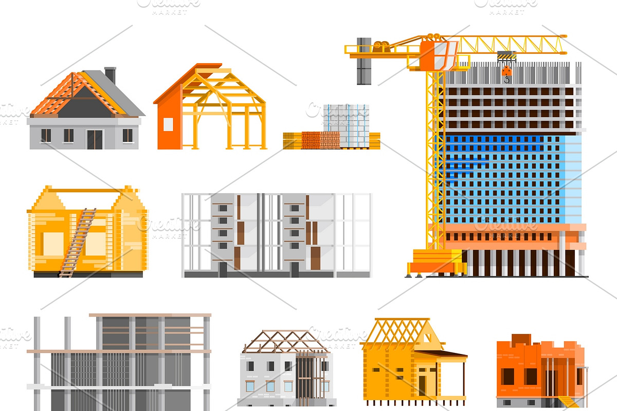 Construction orthogonal icons set in Icons - product preview 8