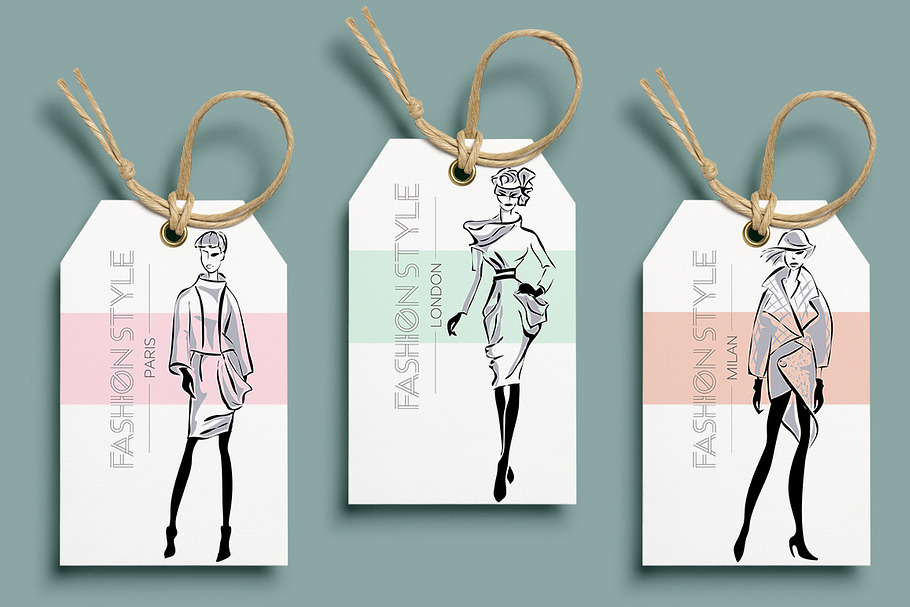Set of 10 B&W Style Fashion Women in Illustrations - product preview 8