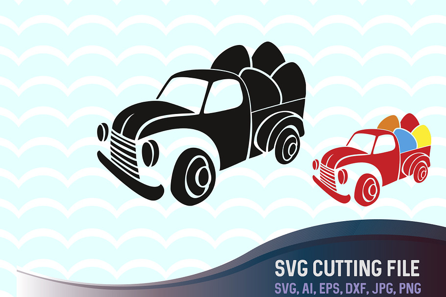 Easter Pickup SVG Truck with eggs