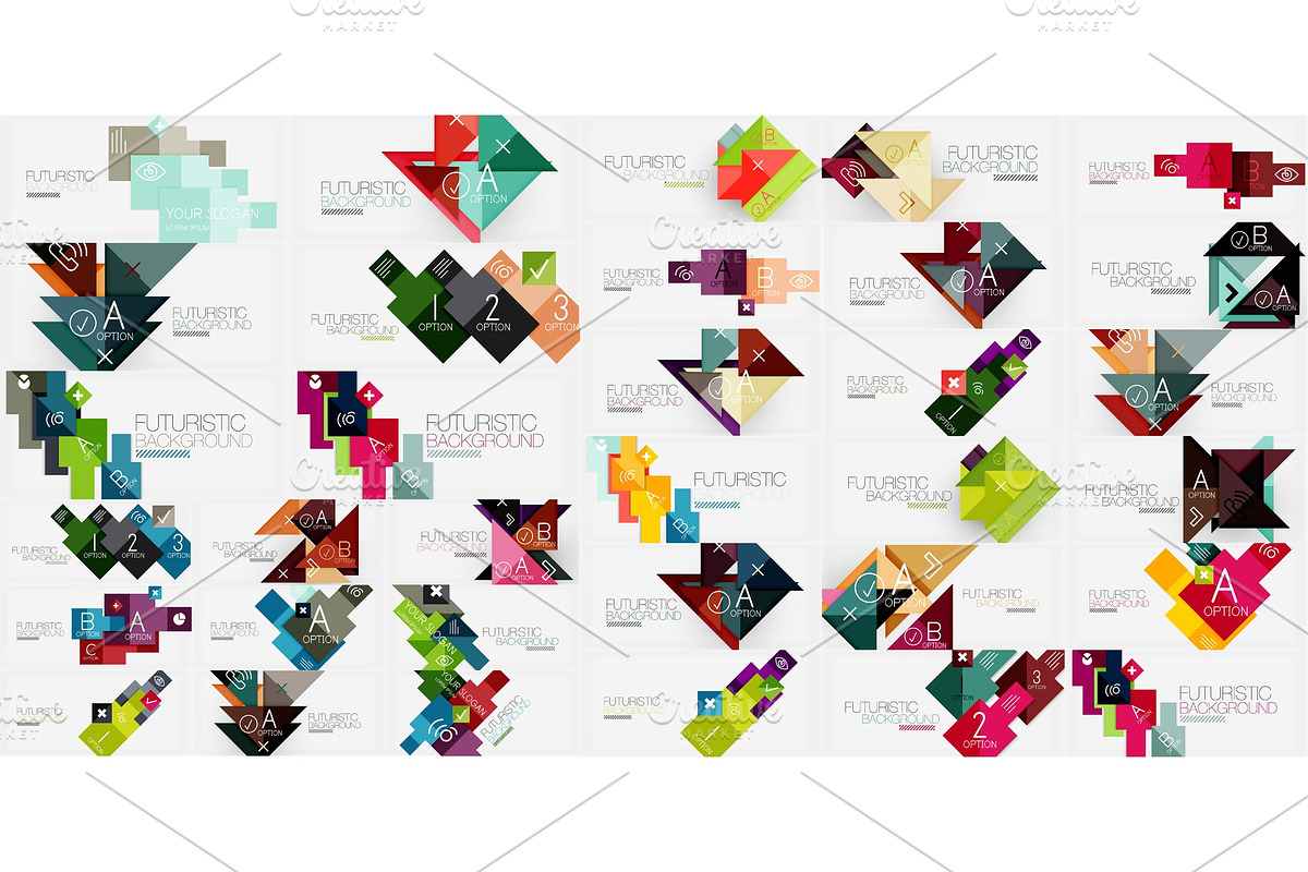 Mega collection of geometric shape abstract backgrounds in Illustrations - product preview 8