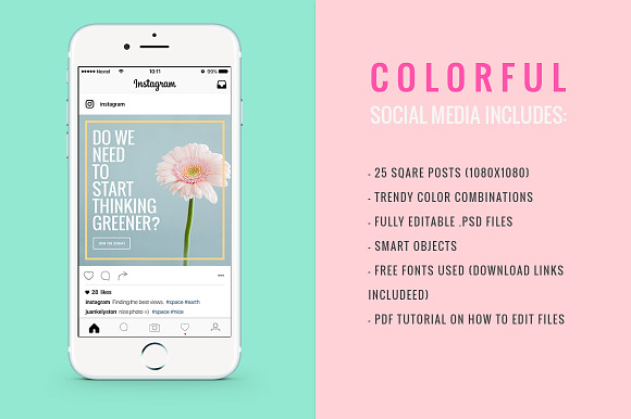 Colorful Social Media Designs in Instagram Templates - product preview 9