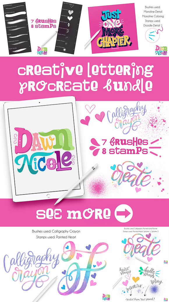 Creative Lettering Procreate Bundle in Photoshop Brushes - product preview 9