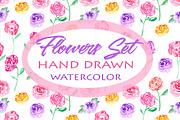Watercolor Flowers Set