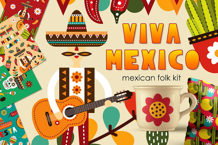 Viva Mexico - Mexican folk kit in Illustrations - product preview 8