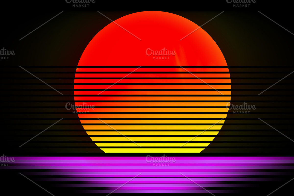 Retro arcade sun design illustration in Illustrations - product preview 8