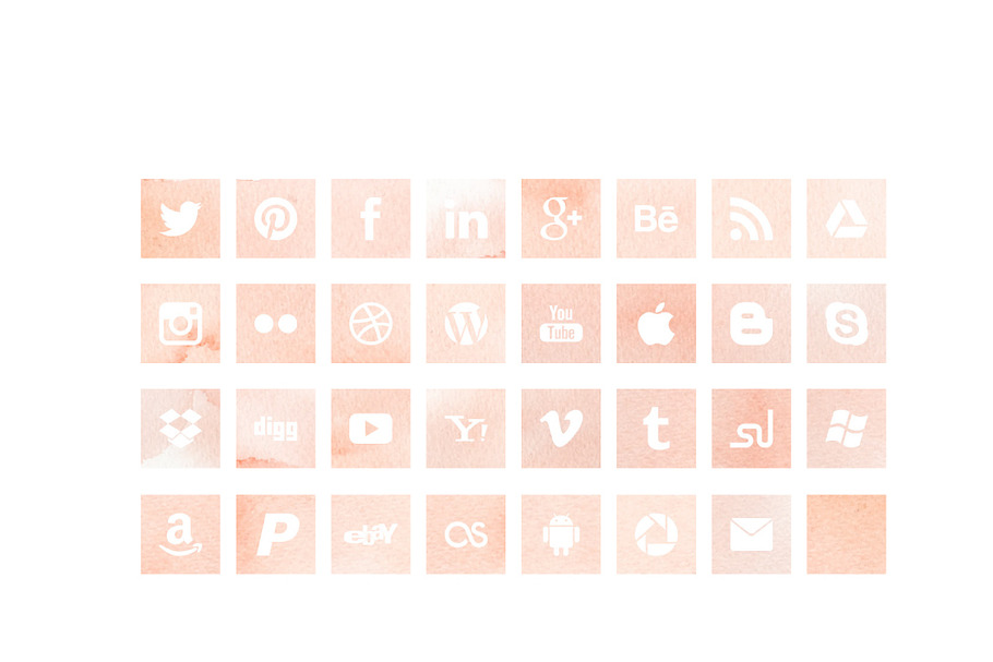 Pink Watercolour Social Media Icons in Graphics - product preview 8