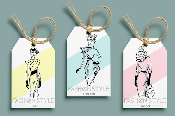 Set of 10 B&W Style Fashion Women in Illustrations - product preview 2