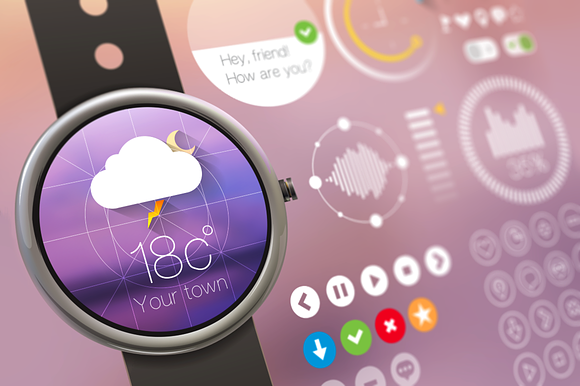 Watch Wear UI Kit. Fully EPS vector. in UI Kits and Libraries - product preview 2
