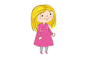 Happy young girl cartoon character