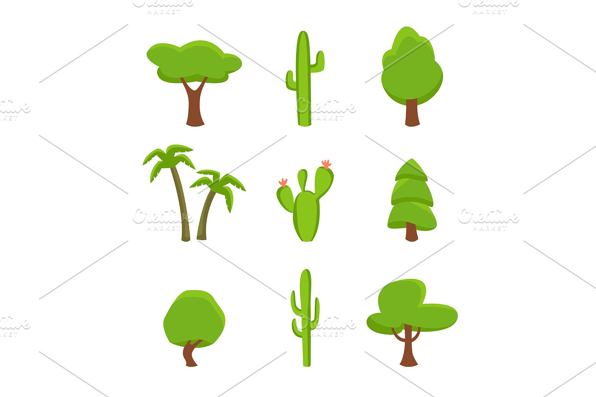 Green plant set isolated on white background in Illustrations - product preview 8