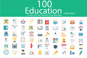 100 Education Color Vector Icons