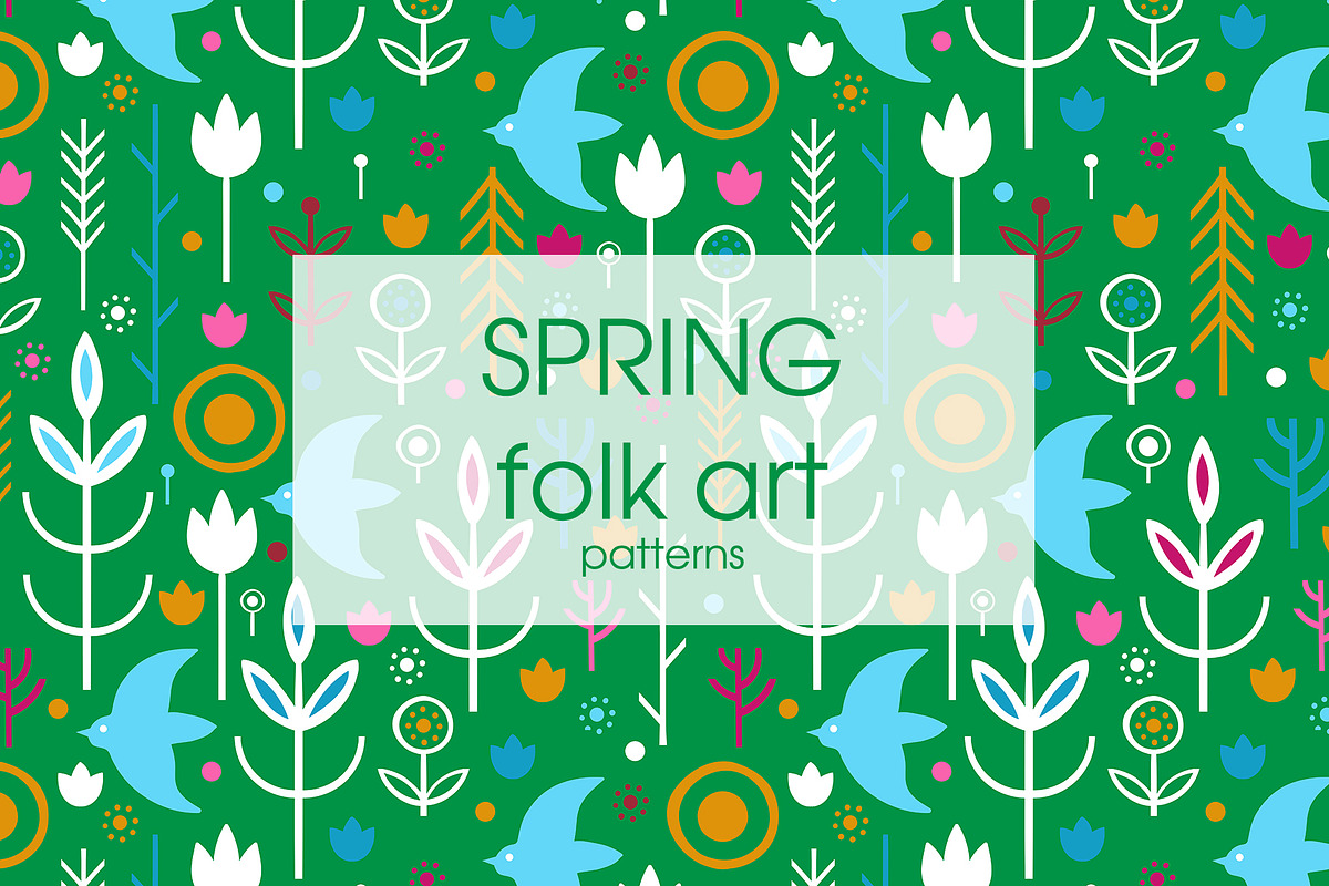 Spring folk art collection. in Patterns - product preview 8