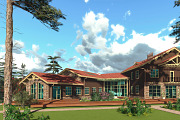 3D render brown house