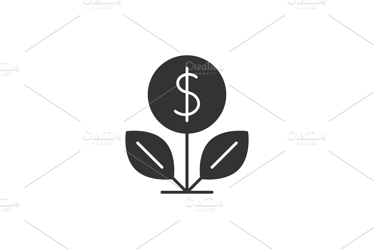 Dollar tree black icon in Graphics - product preview 8