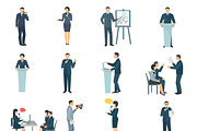 Public speaking skills flat icons