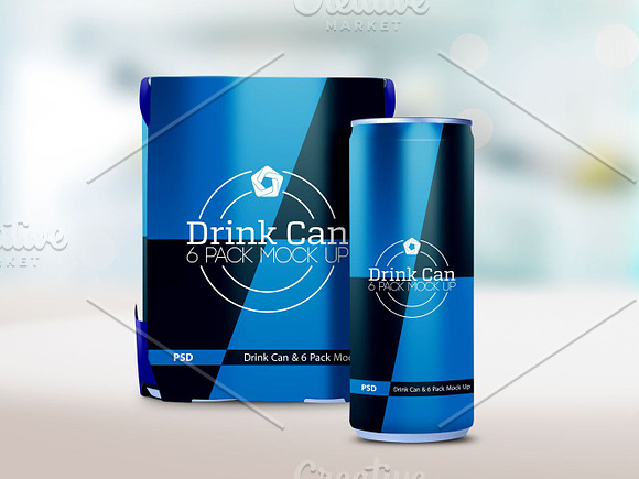 Drink Can & 6 Pack Mock up in Product Mockups - product preview 1